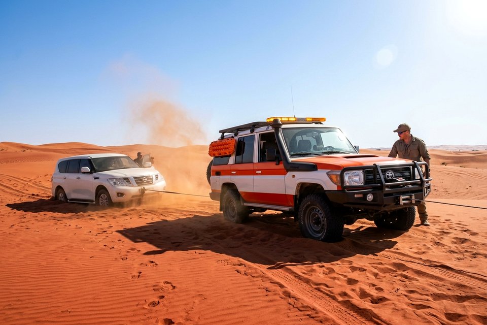 Desert Vehicle Recovery 4x4 Truck in Dubai Dunes